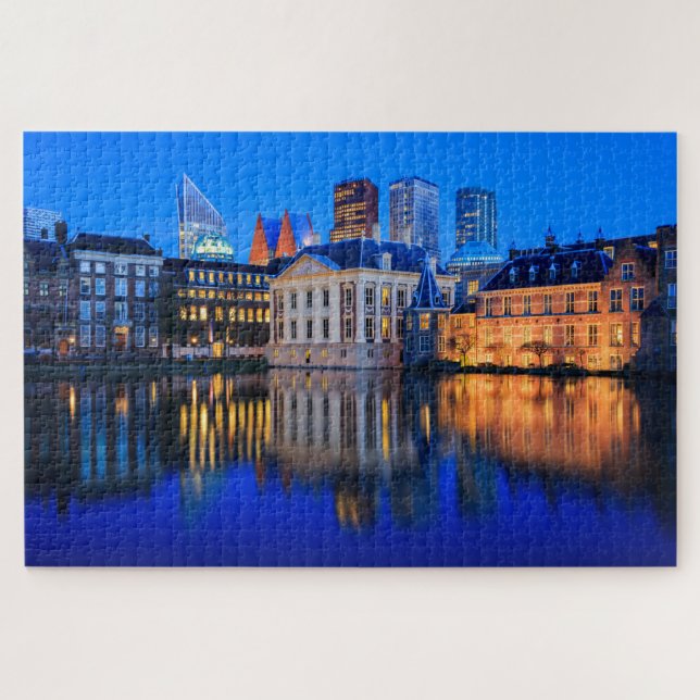 Den Haag Skyline an der blauen Stunde Puzzle (Horizontal)
