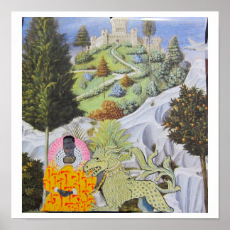 Den Hund ausführen - Collage-Kunst Poster