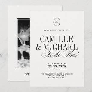 Den Knoten Binden Monogramm Foto Moderne Hochzeit Einladung