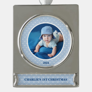 Den Moment bewahren: Foto vom 1. Weihnachten des B Banner-Ornament Silber