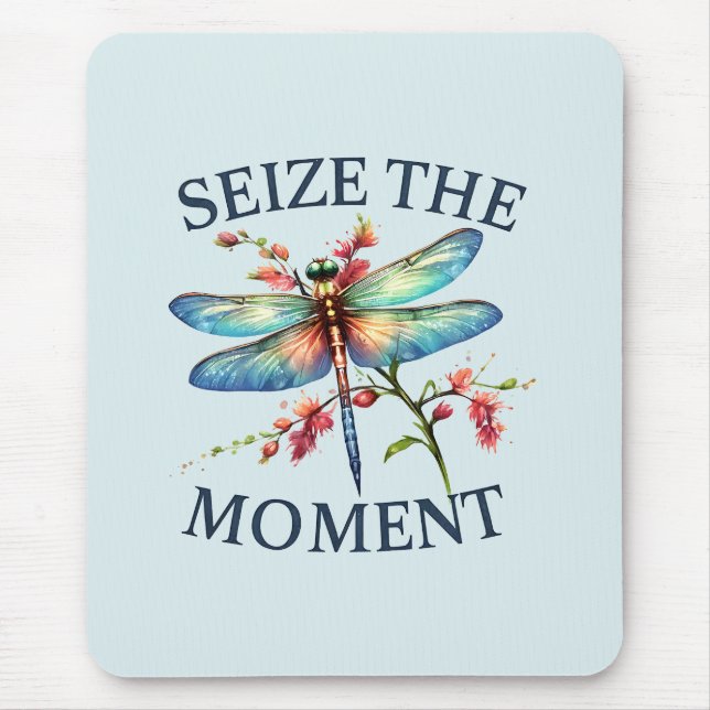 Den Moment nutzen - Künstlerische Libelle Mousepad (Vorne)