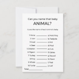 den Namen des Baby-Animal-Dusche-Spiels