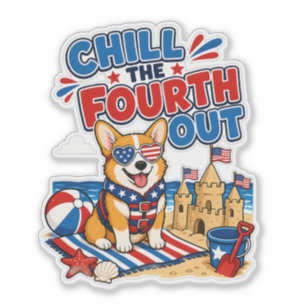 Den Vierten Genießen Patriotischer Corgi Aufkleber