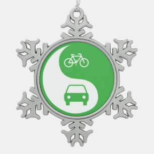 Den Weg Yin Yang teilen Schneeflocken Zinn-Ornament