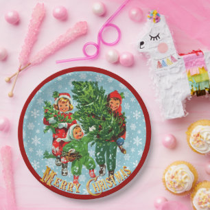 Den Weihnachtsbaum holen Pappteller