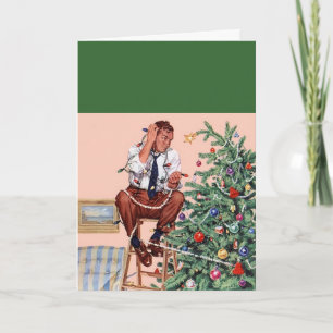 Den Weihnachtsbaum schneiden Feiertagskarte