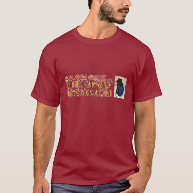 "Den Wind" mit Schlehdorn jagend T-Shirt (Vorderseite)