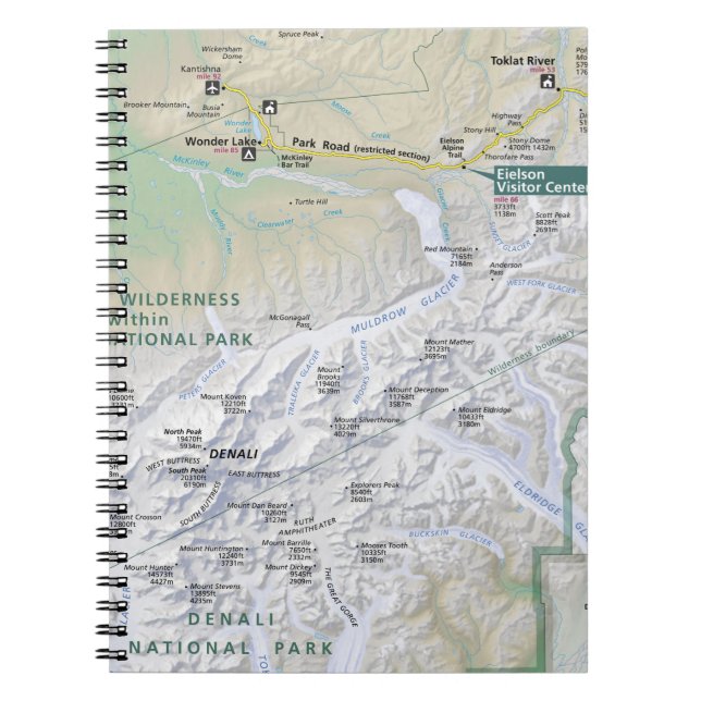 Denali (Alaska) Kartennotizbuch Notizblock (Vorderseite)