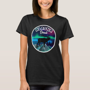 Denali Alaska Northern Lights Moose T-Shirt