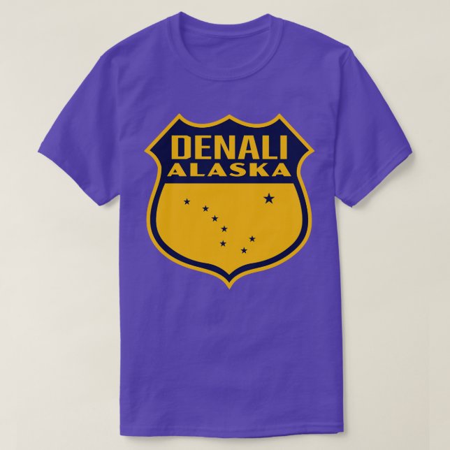 Denali Alaska Retro Shield Blue T-Shirt (Design vorne)