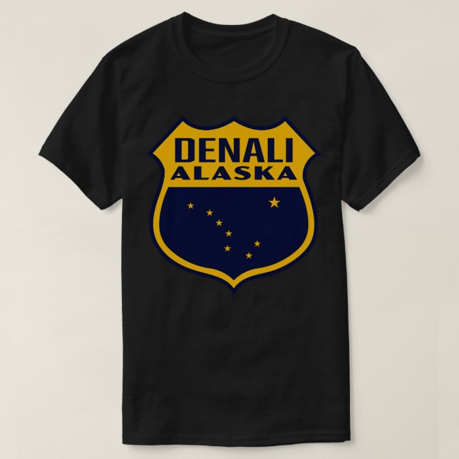 Denali Alaska Retro Shield Yellow T-Shirt (Design vorne)