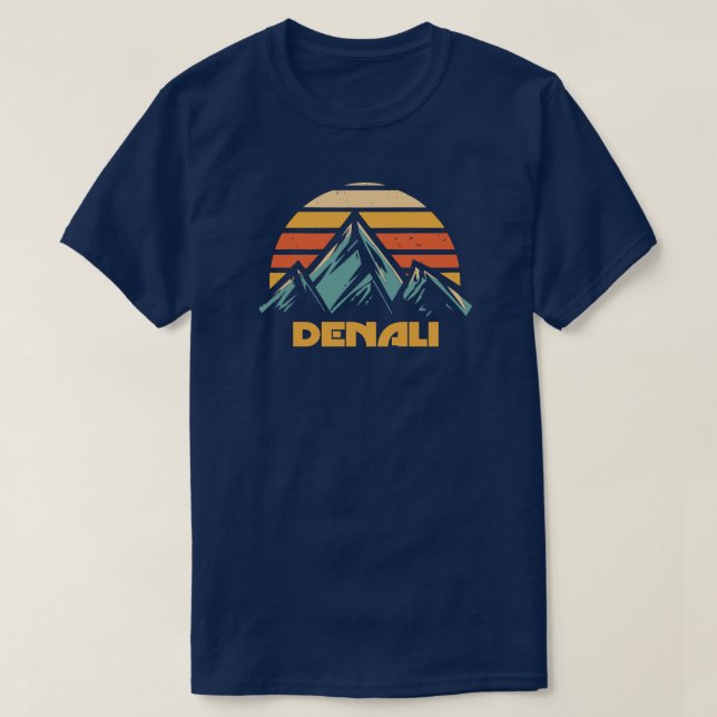 Denali Alaska Retro Türkis T-Shirt (Design vorne)