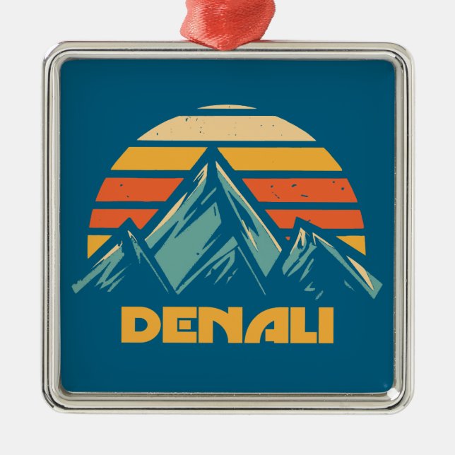 Denali Alaska Retro Turquoise Ornament Aus Metall (Vorne)