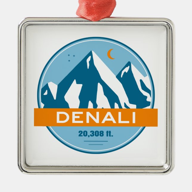 Denali Alaska Stars Moon Ornament Aus Metall (Vorne)
