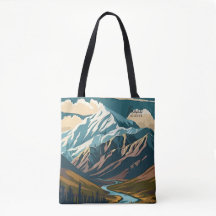 Denali Alaska USA Vintag Art Travel Illustration