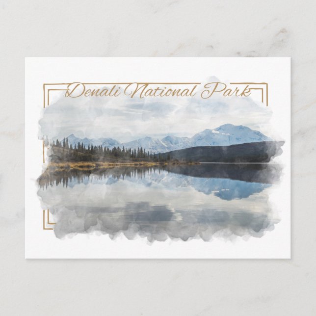 Denali Alaskan Watercolor Postcard Postkarte (Vorderseite)