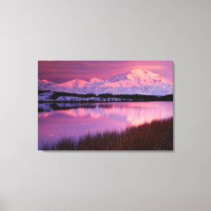 Denali bei Sonnenuntergang vom Reflektionteich Leinwanddruck