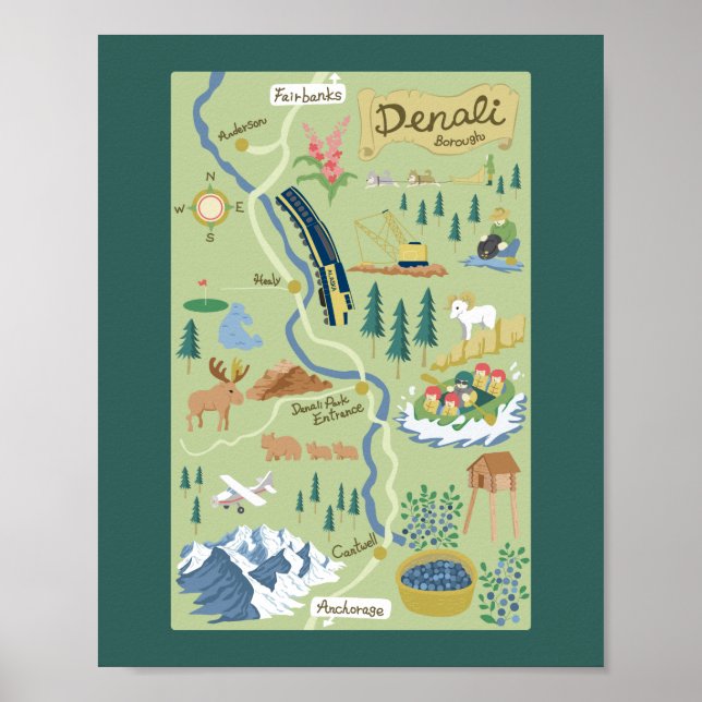 Denali Borough Map Poster (Vorne)