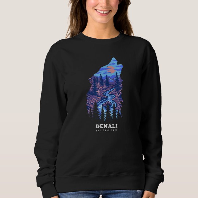 Denali Erinnerung - Nationalpark Wolf Souvenir Sweatshirt (Vorderseite)