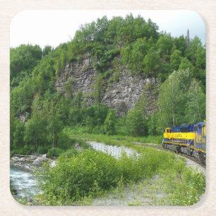 Denali Express Alaska Zug Urlaubsfotografie Rechteckiger Pappuntersetzer