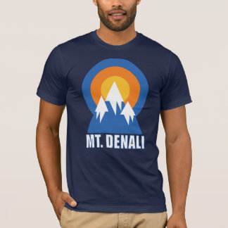 Denali Mountain Ski Sunset Retro T - Shirt