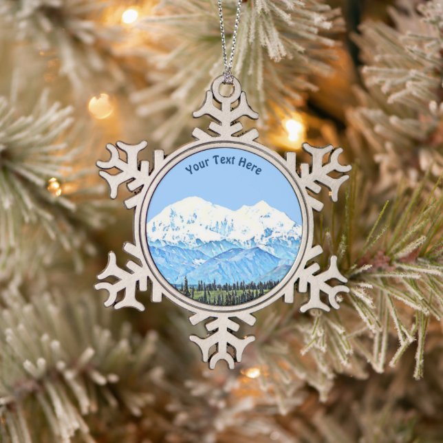 Denali (Mt. McKinley) Schneeflocken Zinn-Ornament (Baum)