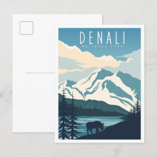 Denali National Park Alaska USA Travel Postkarte