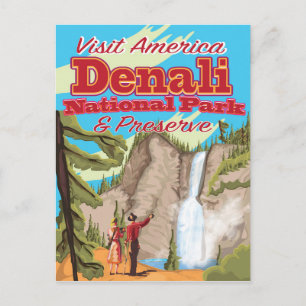 Denali National Park and Preserve Reiseplakat Postkarte