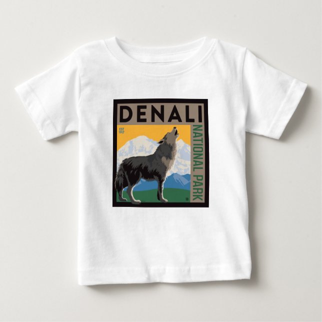 Denali National Park | Howling Wolf Baby T-shirt (Vorderseite)
