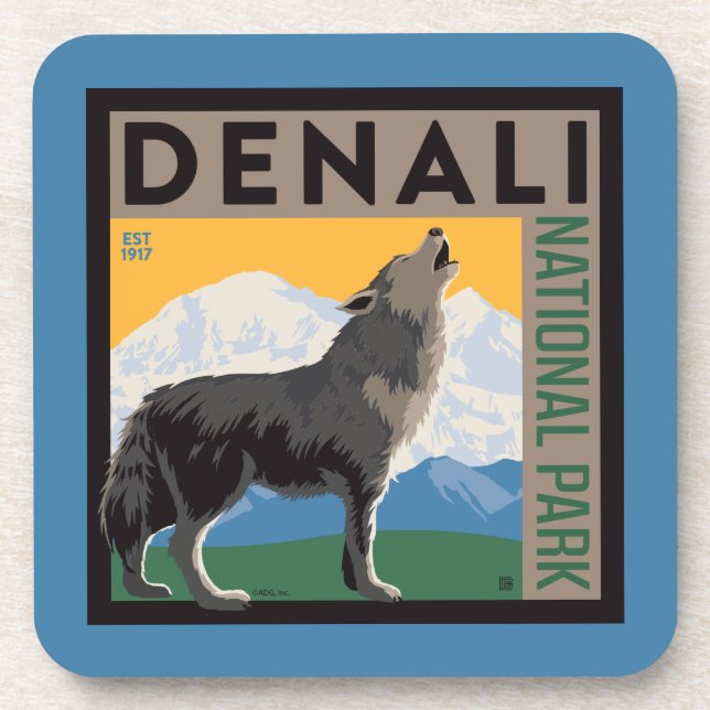 Denali National Park | Howling Wolf Getränkeuntersetzer (Vorderseite)