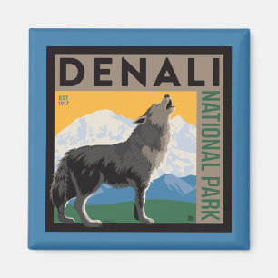 Denali National Park   Howling Wolf Magnet