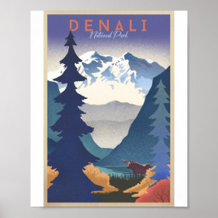 Denali National Park Litho Kunstposter Poster