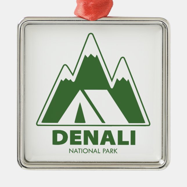 Denali National Park Mountains Camping Ornament Aus Metall (Vorne)