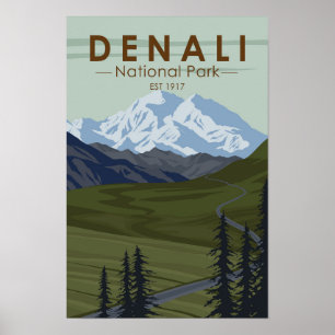 Denali National Park Straße nach Denali Poster