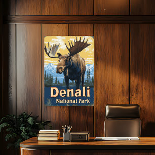Denali National Park Vintage Travel Poster
