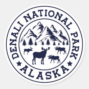 Denali Nationalpark Alaska Familienreise  Runder Aufkleber