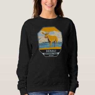 Denali Nationalpark Alaska Moose Vintag  Sweatshirt
