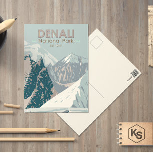 Denali-Nationalpark Alaska Mount Hunter Vintage Postkarte