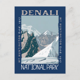 Denali Nationalpark Alaska Mount Huntington Retro Postkarte