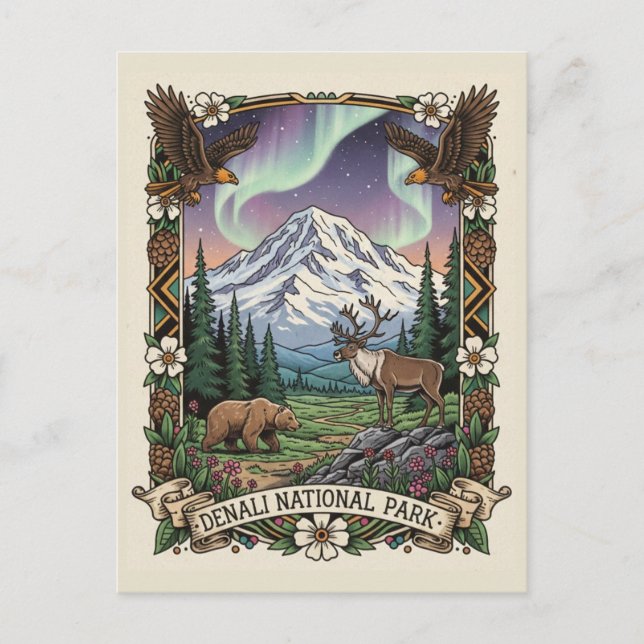 Denali-Nationalpark Alaska Postkarte (Vorderseite)