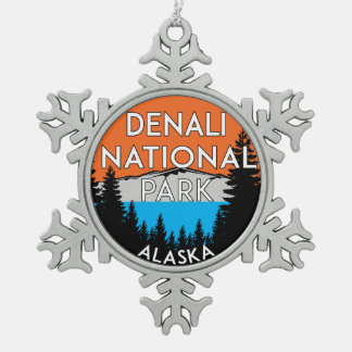 Denali-Nationalpark Alaska Schneeflocken Zinn-Ornament