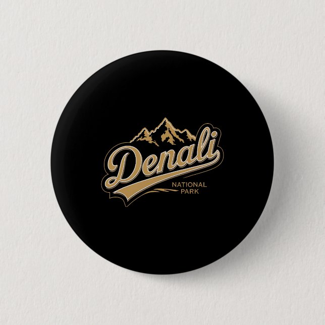 Denali-Nationalpark Alaska Souvenir Bergcamp Button (Vorderseite)