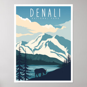 Denali-Nationalpark Alaska USA Reise Poster