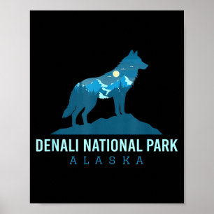 Denali-Nationalpark Alaska Wolf Berg Poster