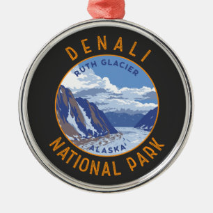 Denali Nationalpark Retro Distressed Circle Ornament Aus Metall