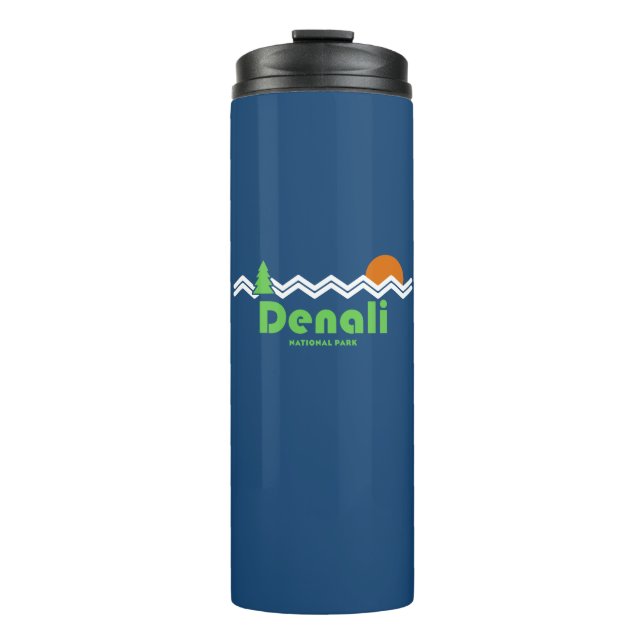 Denali Nationalpark Retro Thermosbecher (Vorderseite)