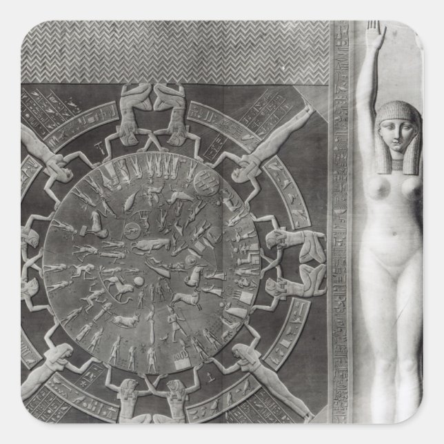 Dendera Zodiac, 1802 graviert Quadratischer Aufkleber (Vorderseite)