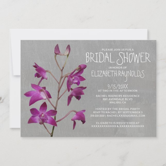 Dendrobium Orchid Bridal Dusche Einladungen (Vorderseite)