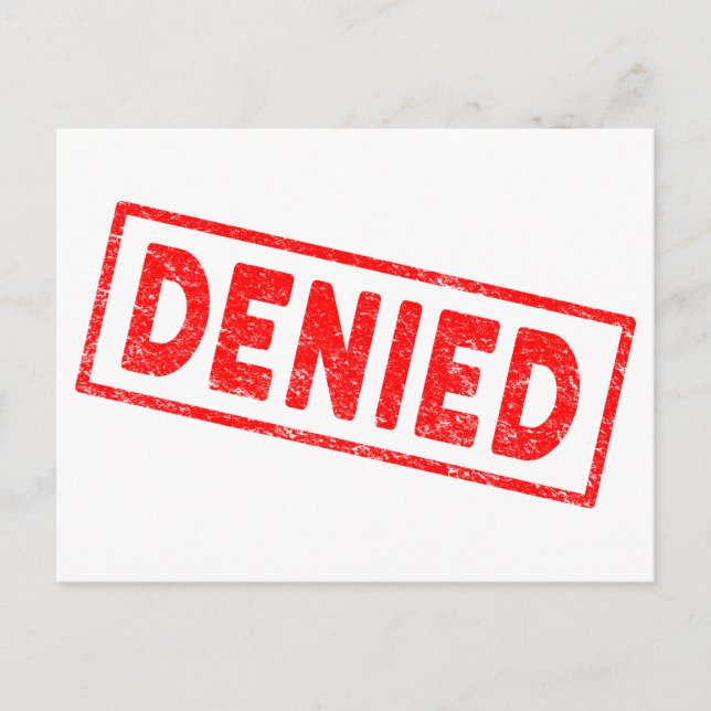 Denied Red Rubber Briefmarke Postkarte (Vorderseite)