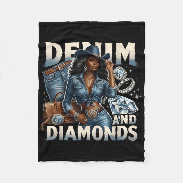 Denim and Diamonds African Melanin Swag Cowgirls W Fleecedecke (Vorderseite)